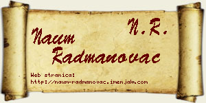 Naum Radmanovac vizit kartica